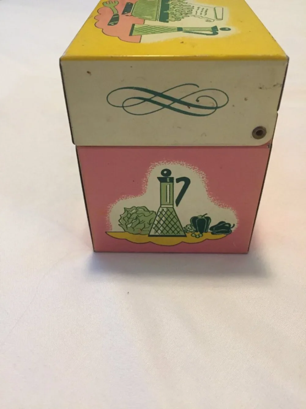 Vintage Ohio Art Metal Recipe Box 90+ Handwritten/Clipped Recipes ESTATE FIND